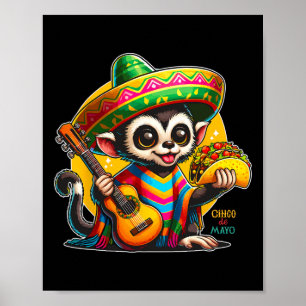 Kinder aap met Sombrero en Poncho Cinco Poster