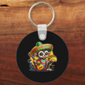 Kinder aap met Sombrero en Poncho Cinco Sleutelhanger (Voorkant)