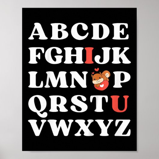 Kinder ABC Ik hou van je Kinder eekhoorn Valentijn Poster (Voorkant)