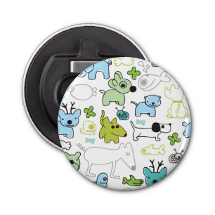kinder achtergrondpatroon van dieren button flesopener