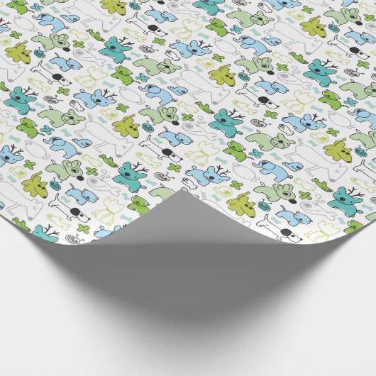 kinder achtergrondpatroon van dieren cadeaupapier (Hoek)