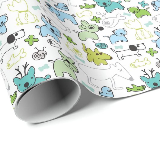 kinder achtergrondpatroon van dieren cadeaupapier (Rol Hoek)