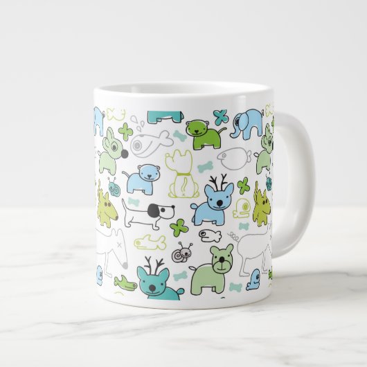 kinder achtergrondpatroon van dieren grote koffiekop (Voorkant rechts)