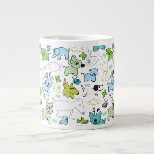 kinder achtergrondpatroon van dieren grote koffiekop (Voorkant)