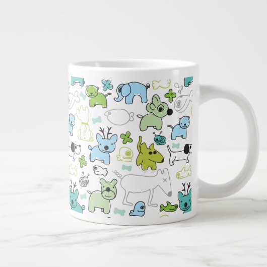 kinder achtergrondpatroon van dieren grote koffiekop (Rechts)