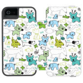 kinder achtergrondpatroon van dieren incipio iPhone portemonnee hoesje (Agenda Open)