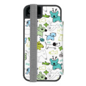 kinder achtergrondpatroon van dieren incipio iPhone portemonnee hoesje (Agenda Achterkant)