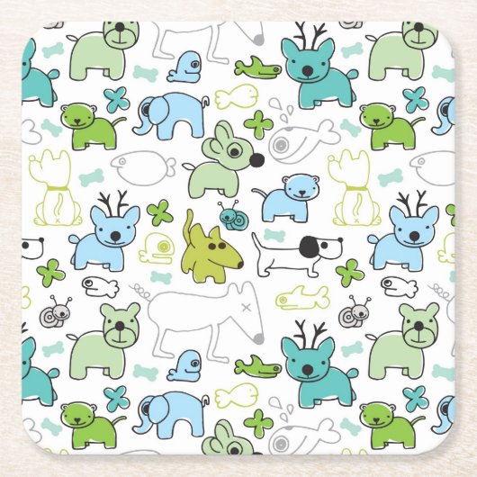 kinder achtergrondpatroon van dieren kartonnen onderzetters (Voorkant)