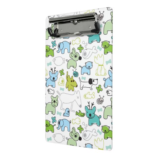 kinder achtergrondpatroon van dieren mini klembord (Angled2)