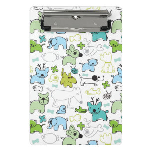 kinder achtergrondpatroon van dieren mini klembord