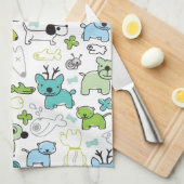 kinder achtergrondpatroon van dieren theedoek (Quarter Fold)