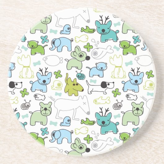 kinder achtergrondpatroon van dieren zandsteen onderzetter (Voorkant)