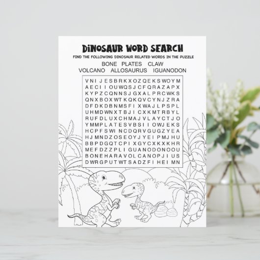 Kinder activiteit Dinosaur Puzzle Word Search (Staand voorkant)