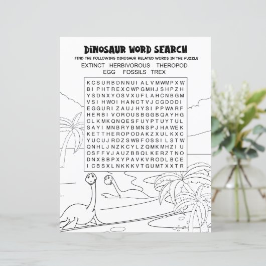 Kinder activiteit Dinosaur Puzzle Word Search (Staand voorkant)