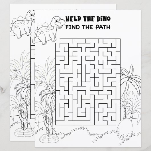 Kinder activiteit Stegosaurus Dinosaur Maze Fun Pu (Voorkant / Achterkant)