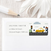 Kinder adres van Cute City Urban Vehicle Cars Road Etiket (Insitu)