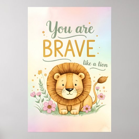 Kinder affirmatie: Je bent moedig als een leeuw Poster (Voorkant)