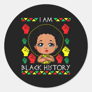 Kinder Afro Girl Juneteenth Black History Melanin Ronde Sticker