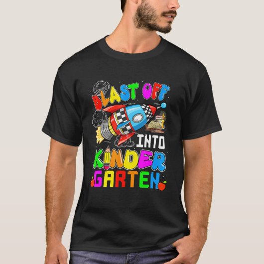 Kinder afslag in Kindergarten Funny Rocket Terug T-shirt (Voorkant)