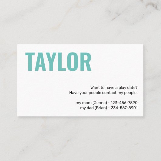 Kinder afspeeldatum afspeeldatum afspeeldatum meis visitekaartje (Voorkant)