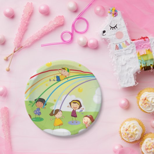 Kinder afspelen in een parkpapier Borden Papieren Bordje (Feest)