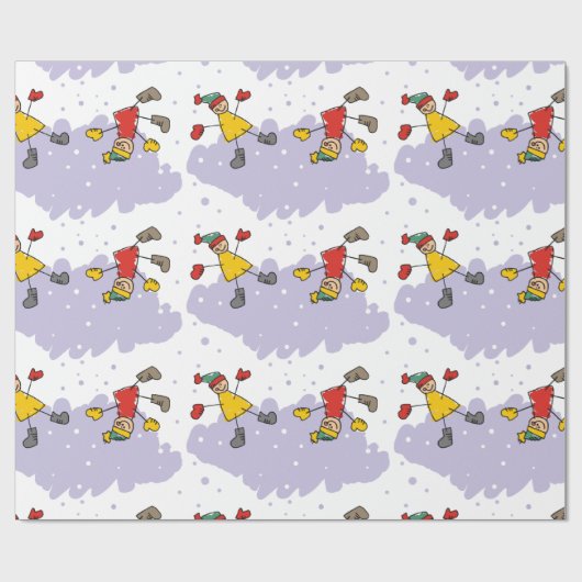 Kinder afspelen in sneeuwpakpapier cadeaupapier (Vlak)