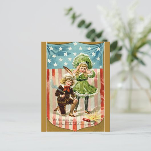 Kinder afstelling van een Firecracker Briefkaart (Staand voorkant)