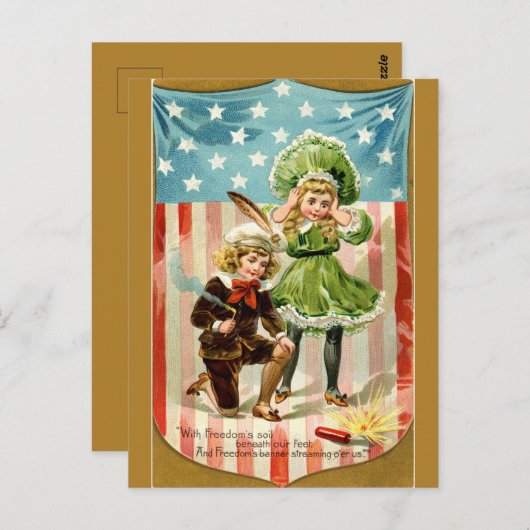 Kinder afstelling van een Firecracker Briefkaart (Voorkant / Achterkant)