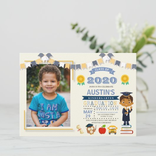 Kinder Afstuderen Foto Kaart (Staand voorkant)