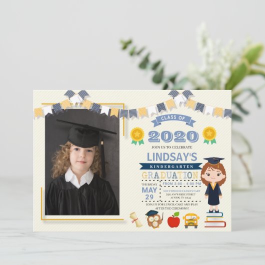 Kinder Afstuderen Foto Kaart (Staand voorkant)