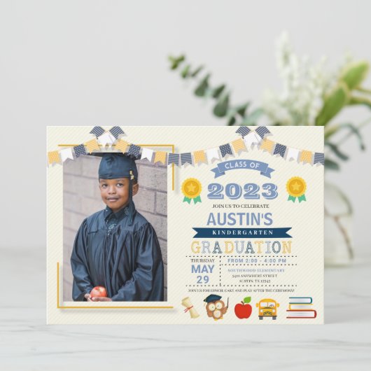 Kinder Afstuderen Foto Kaart (Staand voorkant)