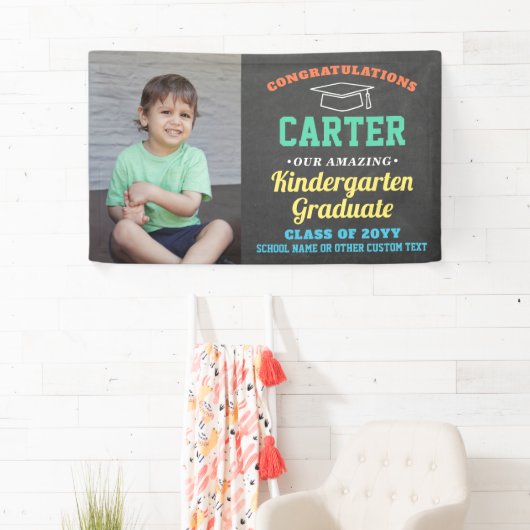 Kinder Afstuderen Kindergarten Preschool Foto Cute Spandoek (Insitu)