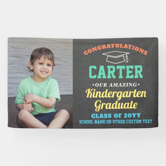 Kinder Afstuderen Kindergarten Preschool Foto Cute Spandoek (Horizontaal)