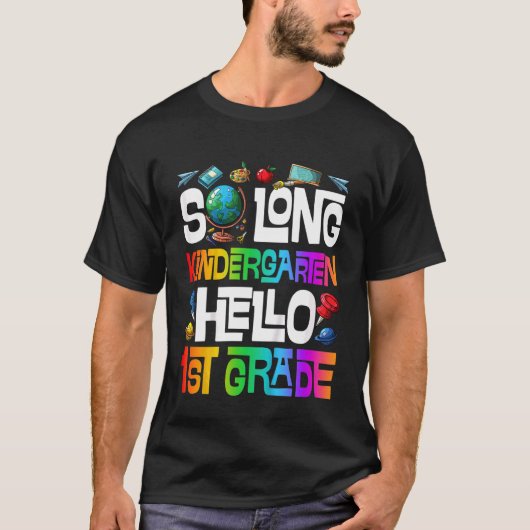 Kinder Afstuderen Lange Kindergarten Hallo 1e Gra T-shirt (Voorkant)