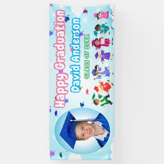 Kinder Afstuderen Tossing Graduation Caps Schattig Spandoek (Verticaal)