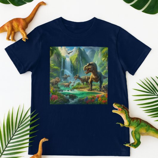Kinder AI Art Dinosaurs Tropical Green T-shirt