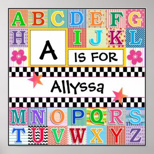Kinder alfabet Art 16x16 Persoonlijk Poster