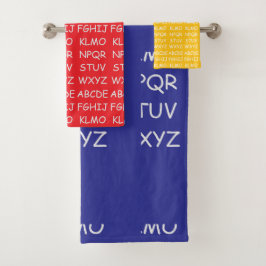 Kinder alfabet blauw rood geel bad handdoek