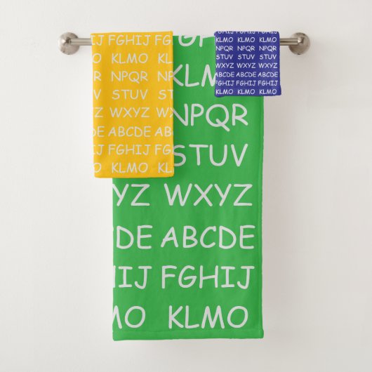 Kinder alfabet groen geel blauw bad handdoek (Insitu)