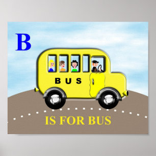 Kinder alfabet Letter B Bus Poster afdrukken