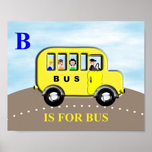 Kinder alfabet Letter B Bus Poster afdrukken (Voorkant)