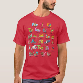 Kinder alfabet Letters AZ met dieren ABCs Learning T-shirt
