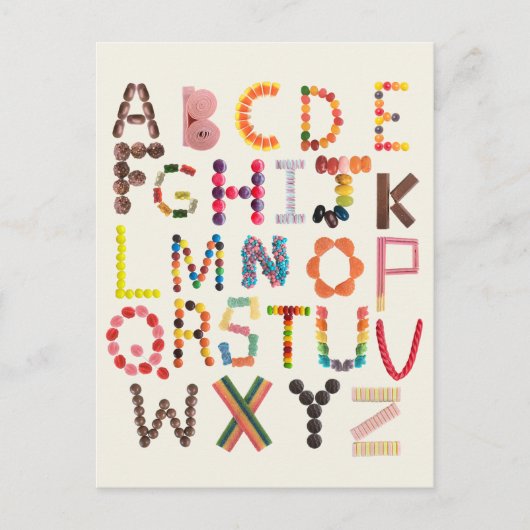 Kinder alfabet Terug naar School Snoep Halloween A Briefkaart (Voorkant)