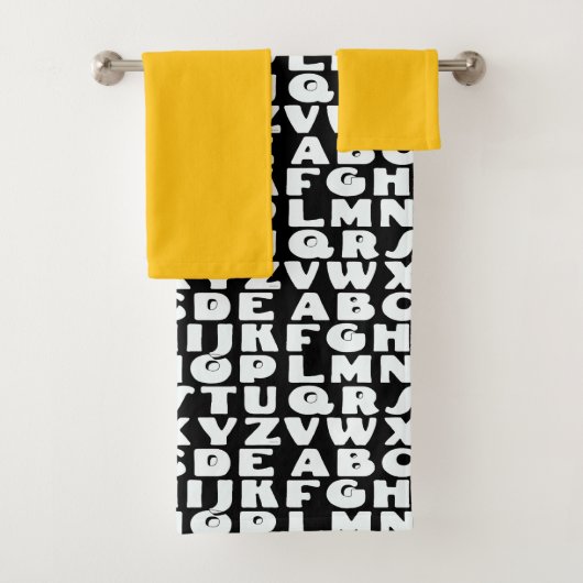 Kinder alfabet zwart geel bad handdoek (Insitu)