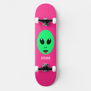 Kinder Alien Head Green Roze Persoonlijke naam Persoonlijk Skateboard