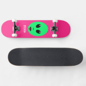 Kinder Alien Head Green Roze Persoonlijke naam Persoonlijk Skateboard (Horizontaal)