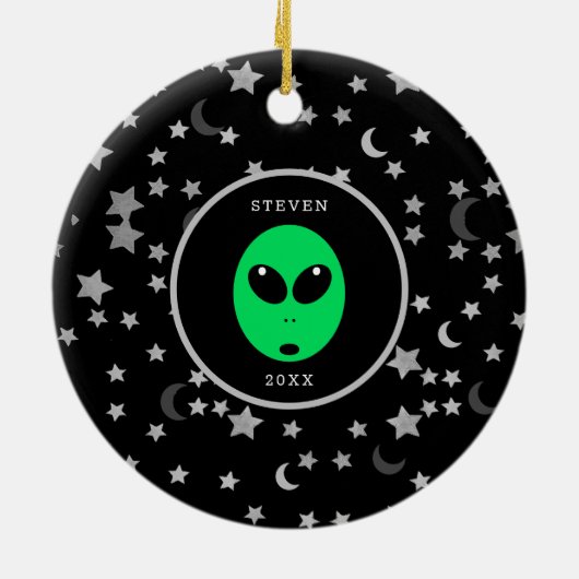 Kinder Alien Space Galaxy, speciaal kerstfeest Keramisch Ornament (Achterkant)