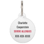 Kinder Allergie Alert Epinefrine Inside Emergency Huisdierpenning (Achterkant)