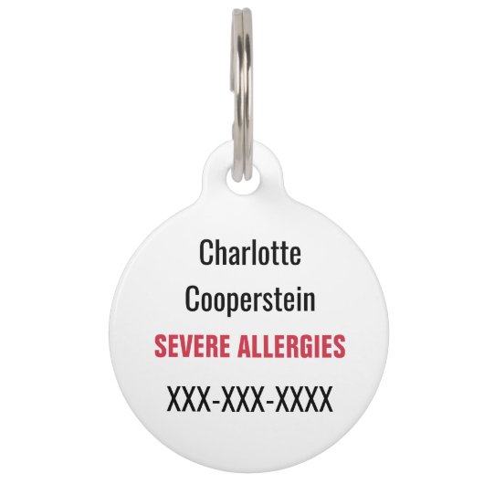 Kinder Allergie Alert Epinefrine Inside Emergency Huisdierpenning (Achterkant)