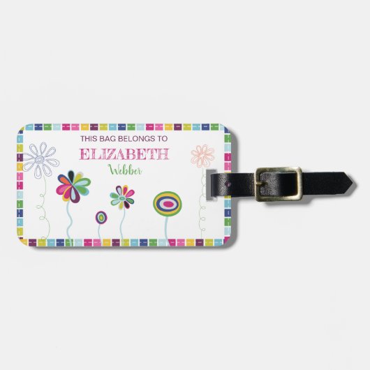 Kinder Allergy ID Cute Flower Bright Label Bagagelabel (Voorkant horizontaal)